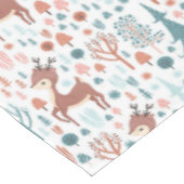 Cute Deer in Whimsical Forest Pattern Kerstmis Tafelkleed (Gekanteld)