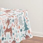 Cute Deer in Whimsical Forest Pattern Kerstmis Tafelkleed (Voorbeeld)