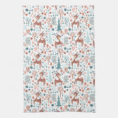 Cute Deer in Whimsical Forest Pattern Kerstmis Theedoek (Verticaal)