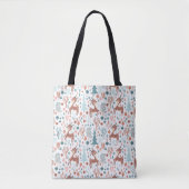 Cute Deer in Whimsical Forest Pattern Kerstmis Tote Bag (Voorkant)