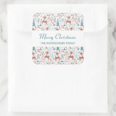 Cute Deer in Whimsical Forest Pattern Kerstmis Vierkante Sticker (Tas)