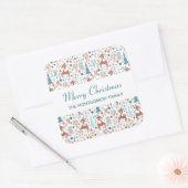 Cute Deer in Whimsical Forest Pattern Kerstmis Vierkante Sticker (Envelop)