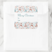 Cute Deer in Whimsical Forest Pattern Kerstmis Vierkante Sticker (Tas)