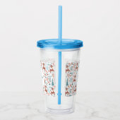 Cute Deer in Whimsical Forest Pattern Monogram Acryl Drinkbeker (Rechts)