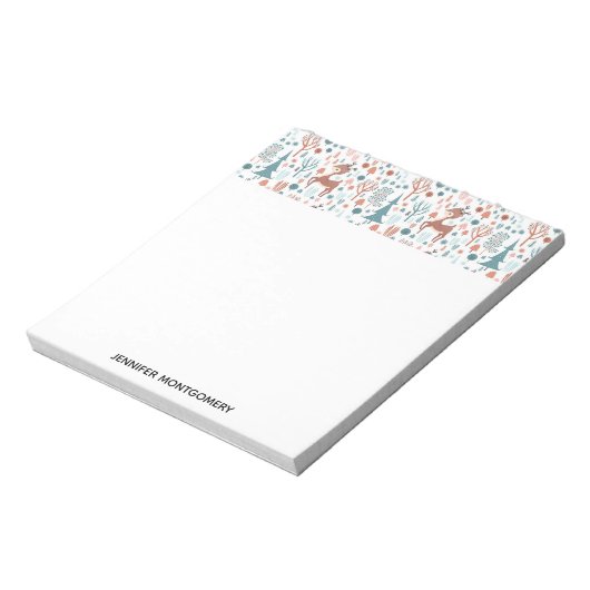 Cute Deer in Whimsical Forest Pattern Notitieblok (Linkerzijde)
