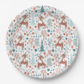 Cute Deer in Whimsical Forest Pattern Papieren Bordje (Voorkant)