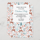 Cute Deer in Whimsical Forest Pattern Party Kaart (Voorkant / Achterkant)