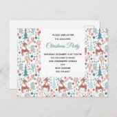 Cute Deer in Whimsical Forest Pattern Party Uitnodiging Briefkaart (Voorkant / Achterkant)