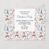 Cute Deer in Whimsical Forest Pattern Party Uitnodiging Briefkaart (Voorkant)