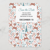 Cute Deer in Whimsical Forest Pattern Save The Date (Voorkant / Achterkant)