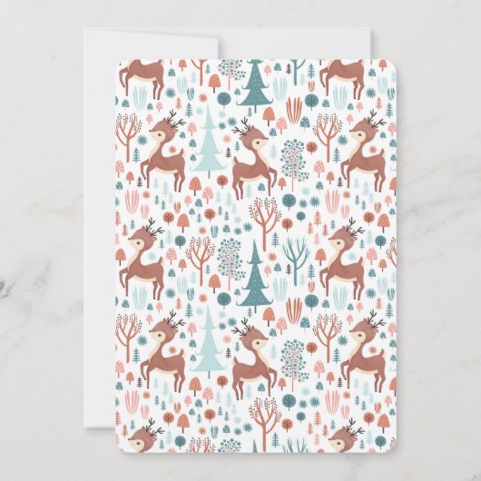 Cute Deer in Whimsical Forest Pattern Save The Date (Achterkant)