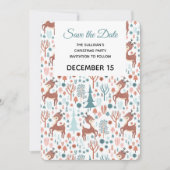Cute Deer in Whimsical Forest Pattern Save The Date (Voorkant)