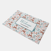 Cute Deer in Whimsical Forest Pattern Welcome Deurmat (Schuin)