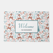 Cute Deer in Whimsical Forest Pattern Welcome Deurmat (Voorkant)