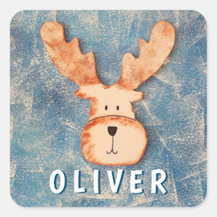 Cute Deer in Winter Kind Name Santa Gift Label