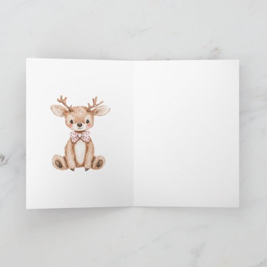 Cute Deer Kerstmis Kaart (Binnen)