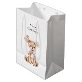 Cute Deer Kerstmis Medium Cadeauzakje (Voorkant Gekanteld)