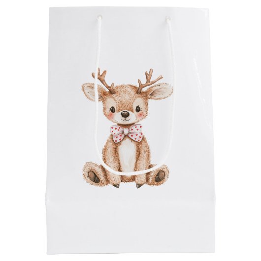 Cute Deer Kerstmis Medium Cadeauzakje (Achterkant)