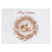 Cute Deer-kersttas met groot cadeau Cadeauzakje (Voorkant)