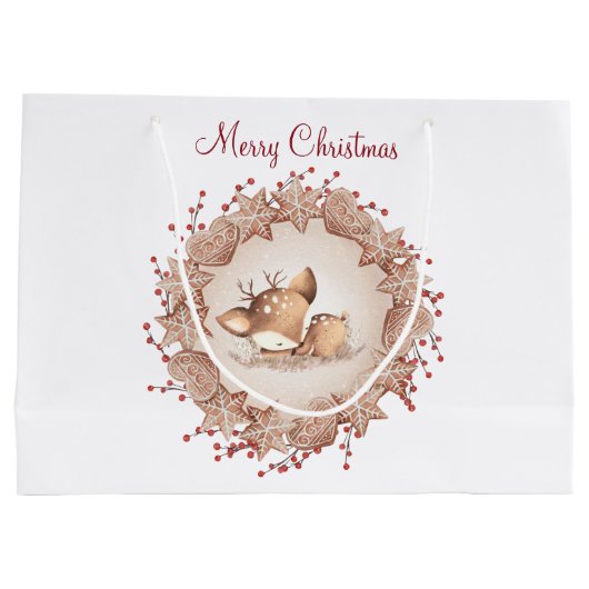 Cute Deer-kersttas met groot cadeau Cadeauzakje (Achterkant)