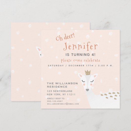 Cute Deer | Kinder winterdag Kaart (Voorkant / Achterkant)