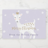 Cute Deer | LILA | Gepersonaliseerd kerstfeest Voedselcontainer Etiket (Enkel label)