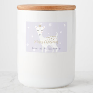 Cute Deer   LILA   Gepersonaliseerd kerstfeest Voedselcontainer Etiket