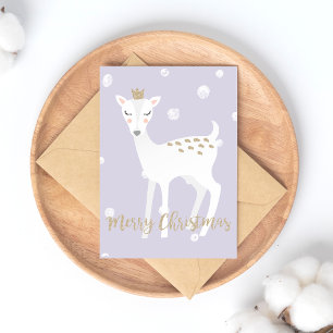 Cute Deer - Lila kerstBriefkaart Feestdagenkaart