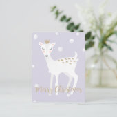 Cute Deer - Lila kerstBriefkaart Feestdagenkaart (Staand voorkant)