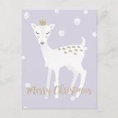 Cute Deer - Lila kerstBriefkaart Feestdagenkaart (Voorkant)