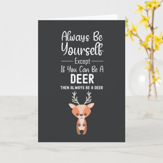 Cute Deer Lover Cards Wildlife Animal Forest Funny Kaart (Gele Bloem)