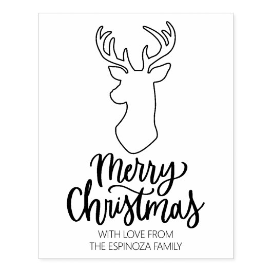Cute Deer Merry kerst Rubberstempel (Afrduk)