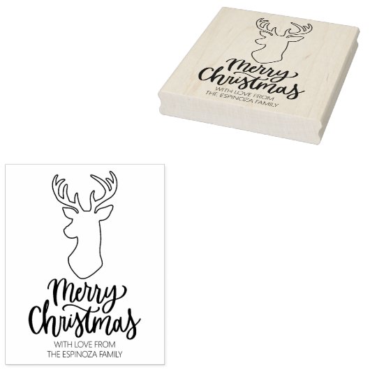 Cute Deer Merry kerst Rubberstempel (Gestempeld)