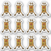 Cute Deer met Kind met rode neus Kerstmis Sticker (Voorkant)