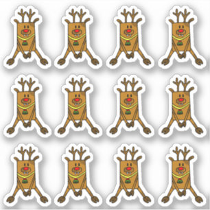 Cute Deer met Kind met rode neus Kerstmis Sticker