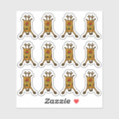Cute Deer met Kind met rode neus Kerstmis Sticker (Vel)