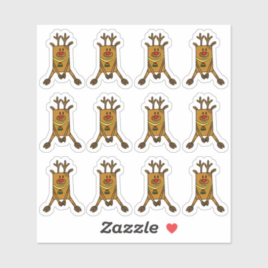 Cute Deer met Kind met rode neus Kerstmis Sticker (Vel)