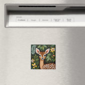 Cute Deer met Leaves en Flowers Magnet (Insitu (Vaatwasser))
