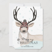 Cute Deer met Pet Winter Background Feestdagenkaart (Voorkant)
