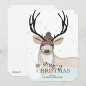 Cute Deer met Pet Winter Background Feestdagenkaart (Voorkant / Achterkant)