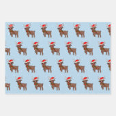 Cute Deer met Santa Hat Snow-Kind voor kerstmis Inpakpapier Vel (Voorkant 3)