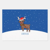Cute Deer met Santa Hat Snow-Kind voor kerstmis Inpakpapier Vel (Voorkant)