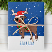 Cute Deer met Santa Hat Snow-Kind voor kerstmis Inpakpapier Vel