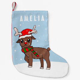 Cute Deer met Santa Hat Snow-Kind voor kerstmis Kleine Kerstsok
