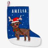 Cute Deer met Santa Hat Snow-Kind voor kerstmis Kleine Kerstsok (Voorkant)