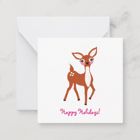 Cute Deer Mini Kerstmis Notitiekaartje (Voorkant)