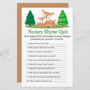 Cute Deer Nursery Rhyme Quiz baby shower game