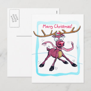 Cute Deer op ijs Funny feestdagen Cartoon