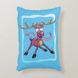 Cute Deer op ijs Funny feestdagen Cartoon Accent Kussen