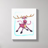 Cute Deer op ijs Funny feestdagen Cartoon Canvas Afdruk (Voorkant)